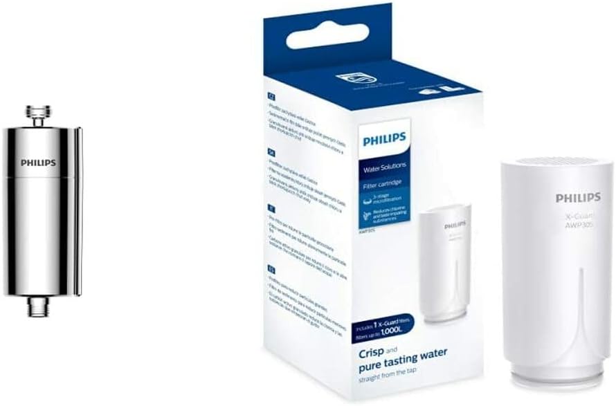Philips Water - In-Line Shower Filter, Reduces Chlorine by up to 99%, Easy to Instal, Fits all standard hoses and taps