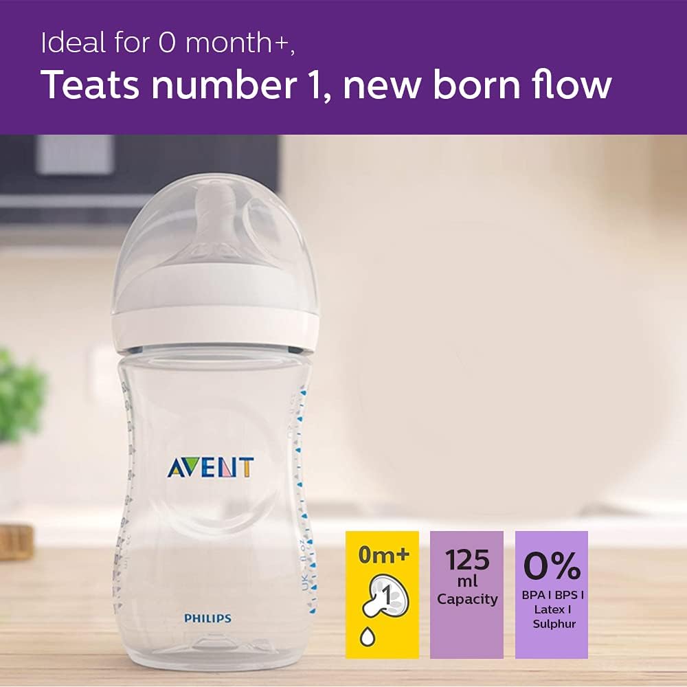 Philips AVENT Natural Baby Bottle with Natural Response, Clear, 11oz, 4pk, SCY906/04