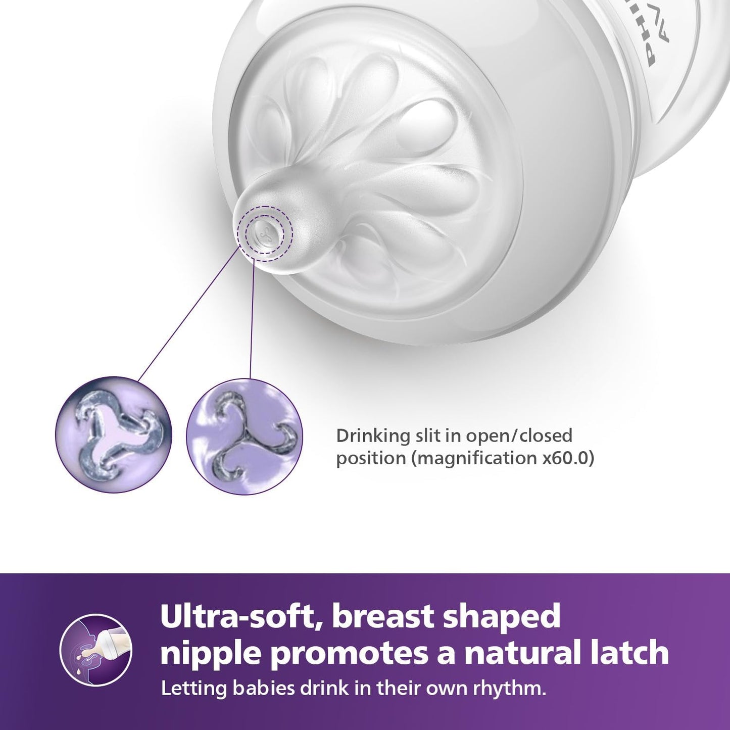 Philips AVENT Natural Baby Bottle with Natural Response, Clear, 11oz, 4pk, SCY906/04