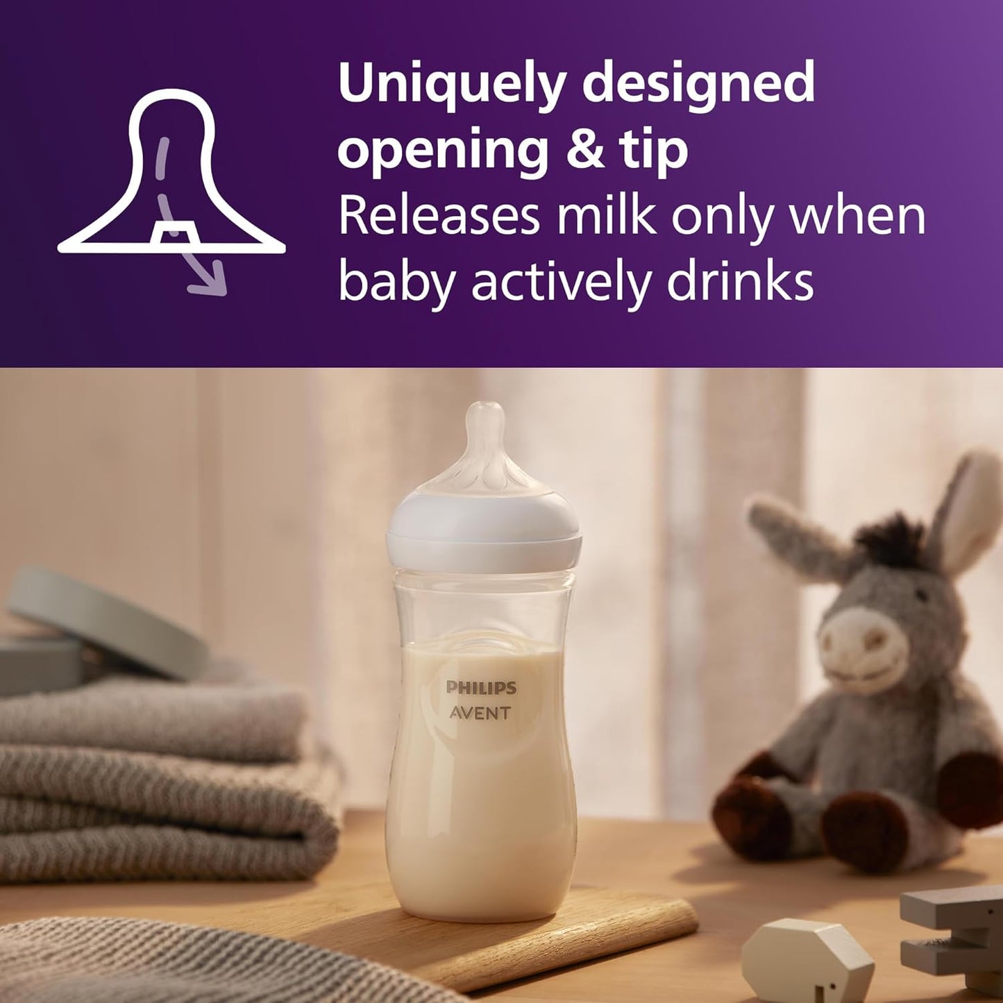 Philips AVENT Natural Baby Bottle with Natural Response, Clear, 11oz, 4pk, SCY906/04