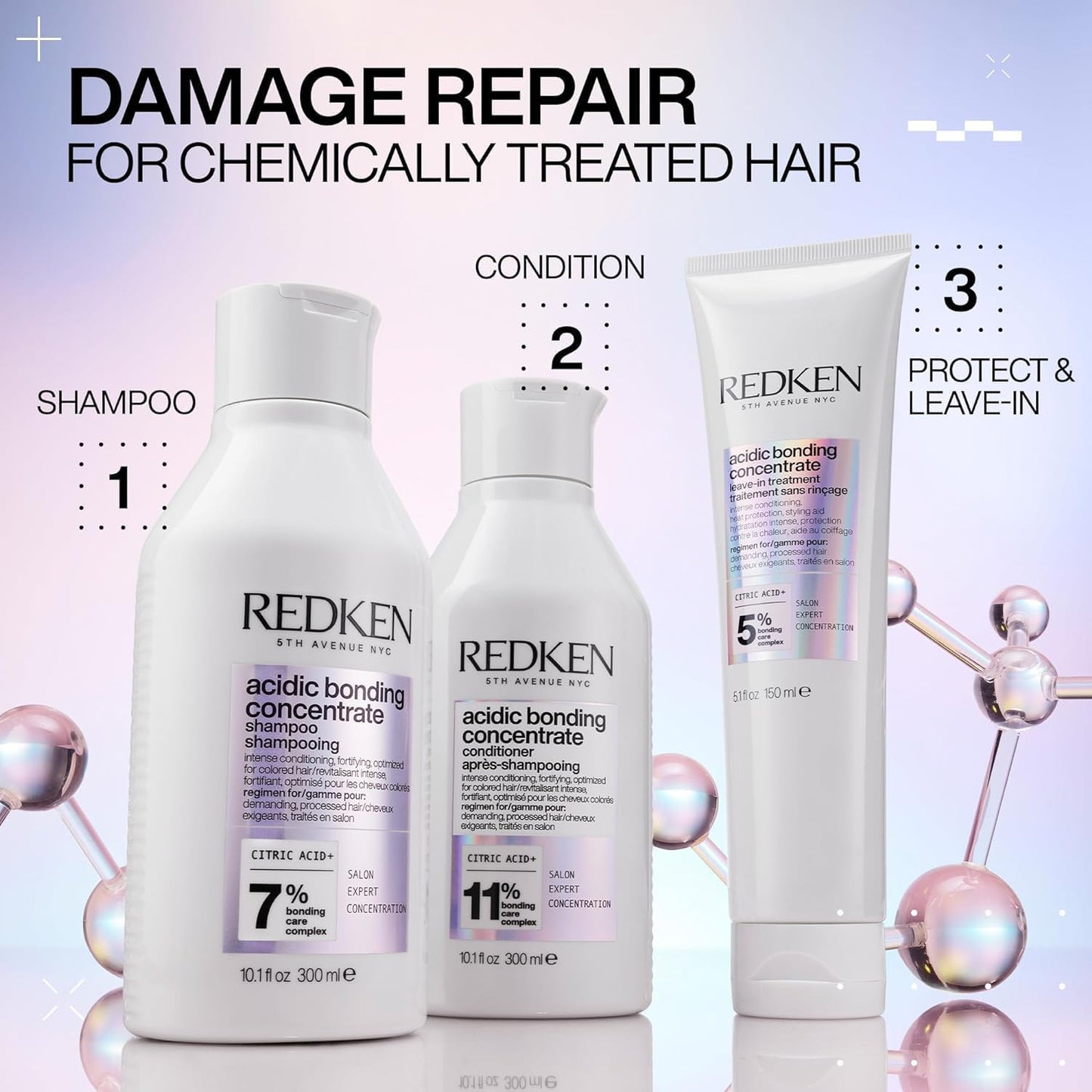 Redken Leave-In Treatment, Repairs & Protects Colour-Treated Hair, Acidic Perfecting Concentrate, 150 Ml