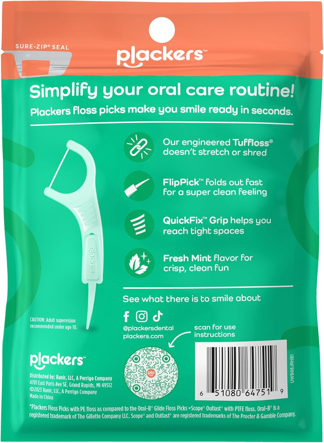 Plackers Micro Mint Dental Flossers - 150 Pack, Fresh Breath For Miles Of Smiles, Engineered Not To Stretch Shred Or Break
