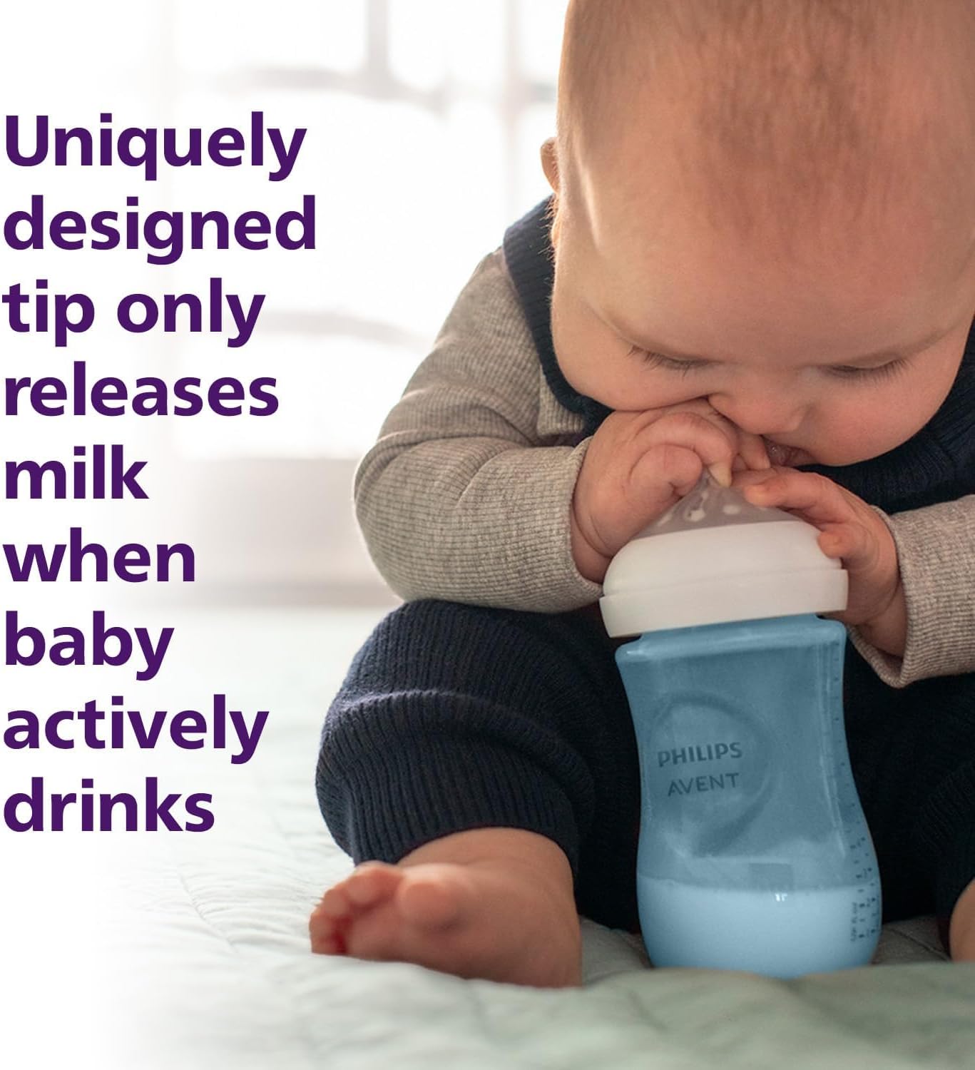 Philips AVENT Natural Baby Bottle with Natural Response, Clear, 11oz, 4pk, SCY906/04