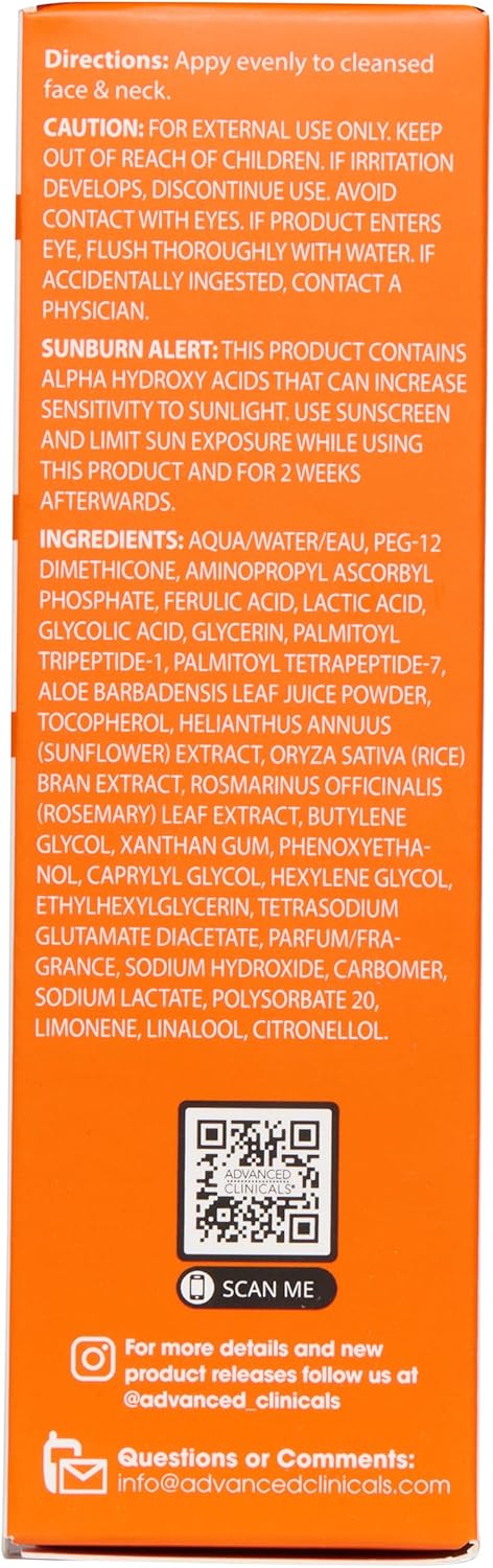 Advanced Clinicals Vitamin C Anti Aging Serum For Dark Spots Uneven Skin Tone Crows Feet And Expression Lines 1.75 Ounce Multi