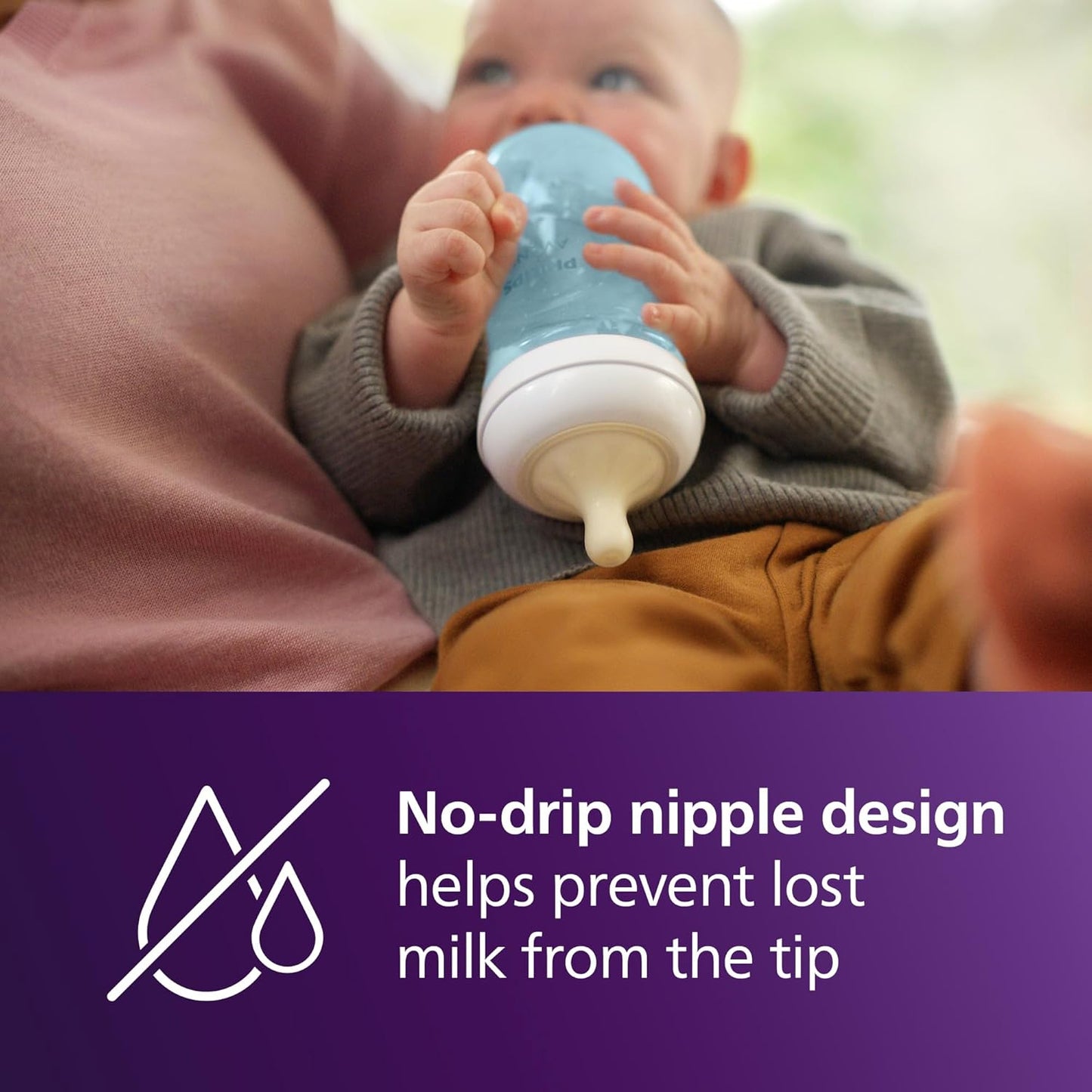 Philips Avent Natural Baby Bottles with Natural Response (Medium Flow, Flow 3), 9oz, Purple, 4-Pack, SCY903/34