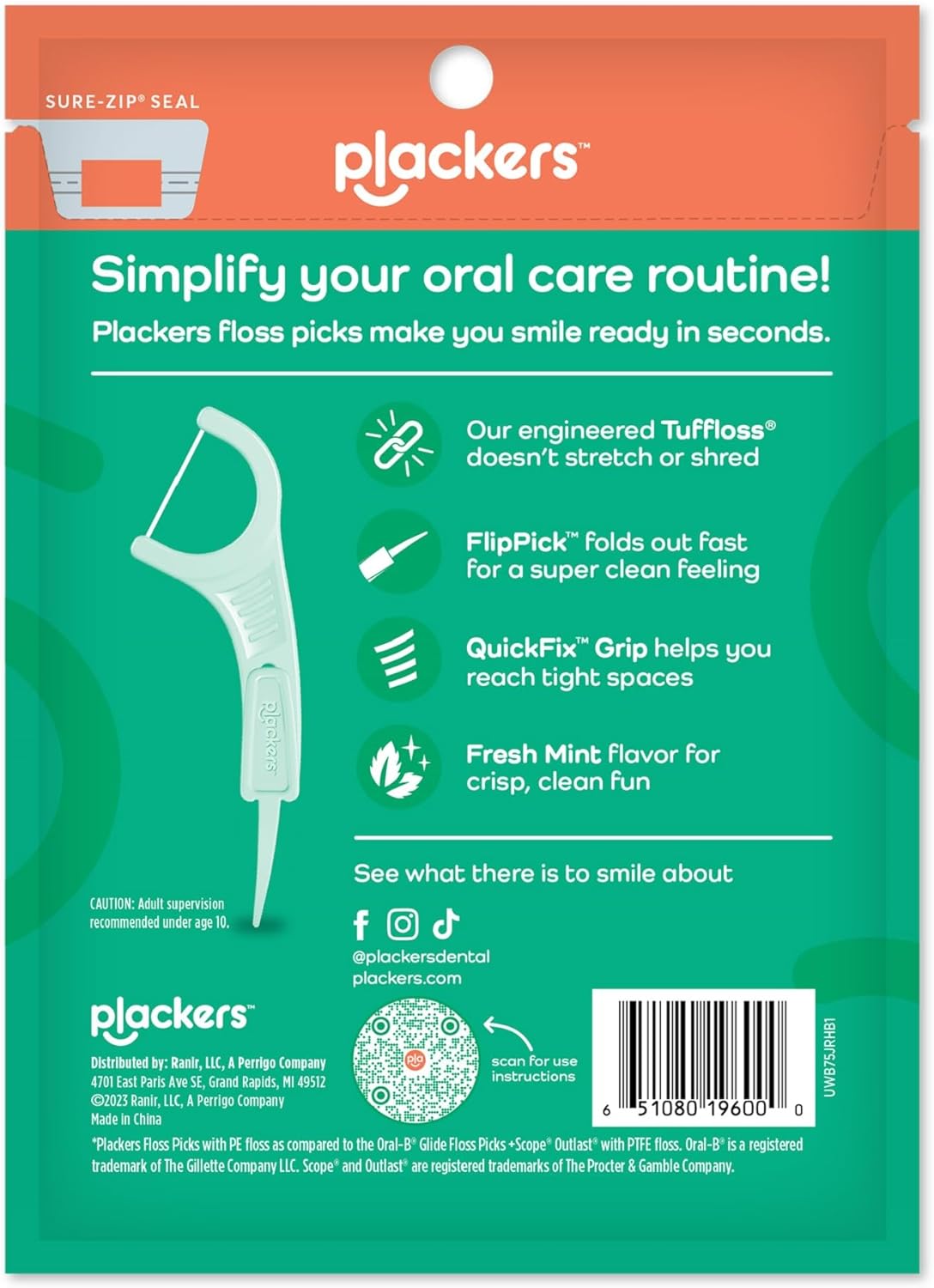Plackers Micro Mint Dental Flossers - 150 Pack, Fresh Breath For Miles Of Smiles, Engineered Not To Stretch Shred Or Break