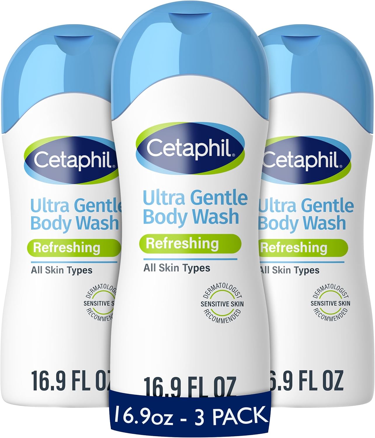 Cetaphil Ultra Gentle Refreshing Body Wash, Refreshing Scent, Sensitive Skin, All Skin Types, Hypoallergenic, Dermatologist Tested, 500ml