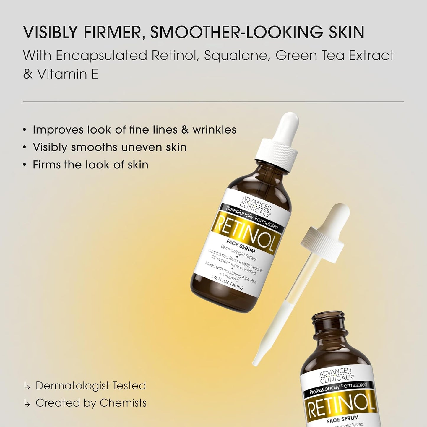 Advanced Clinicals Professional Strength Retinol Serum Anti Aging Wrinkle Reducing 1.75 Ounce Multi