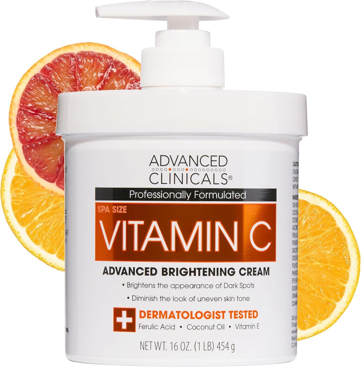 Advanced Clinicals Vitamin C Cream Advanced Brightening Cream Anti Aging Cream For Age Spots Dark Spots On Face Hands Body 16 Ounce Multi
