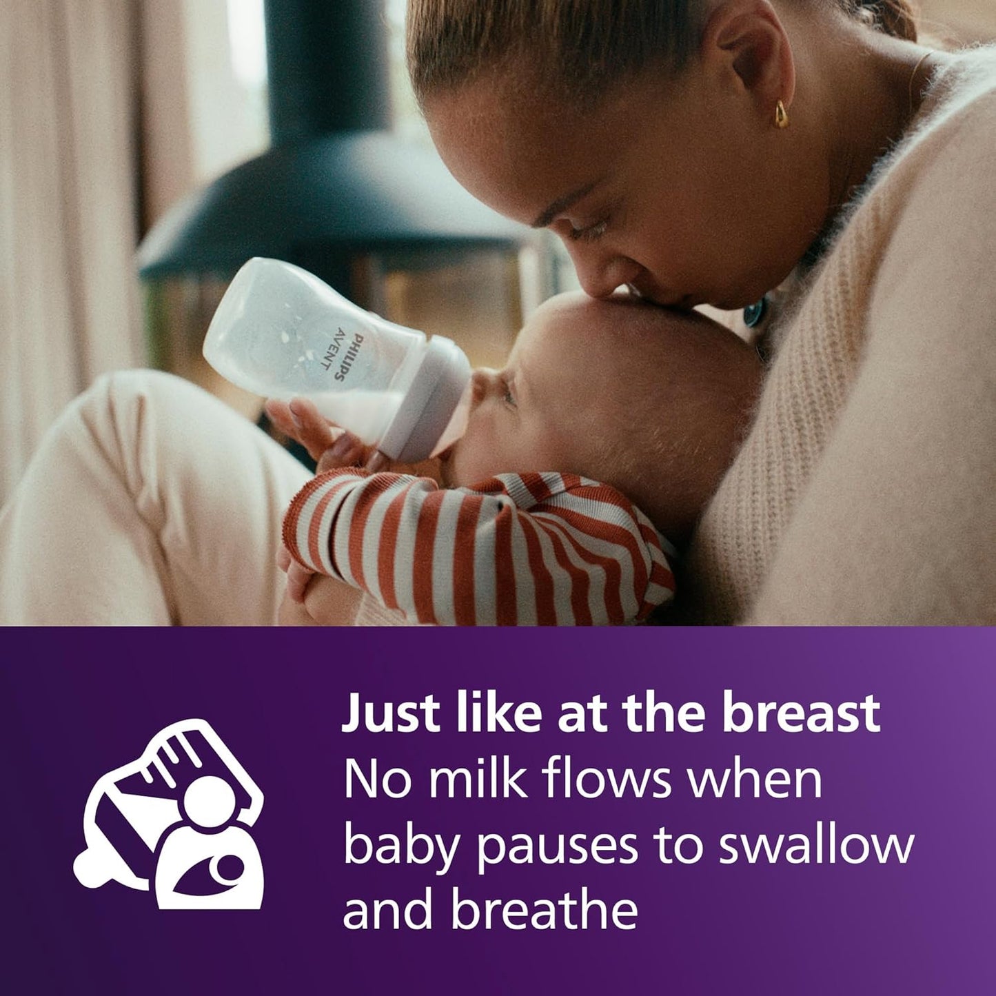 Philips Avent Natural Baby Bottles with Natural Response (Medium Flow, Flow 3), 9oz, Purple, 4-Pack, SCY903/34