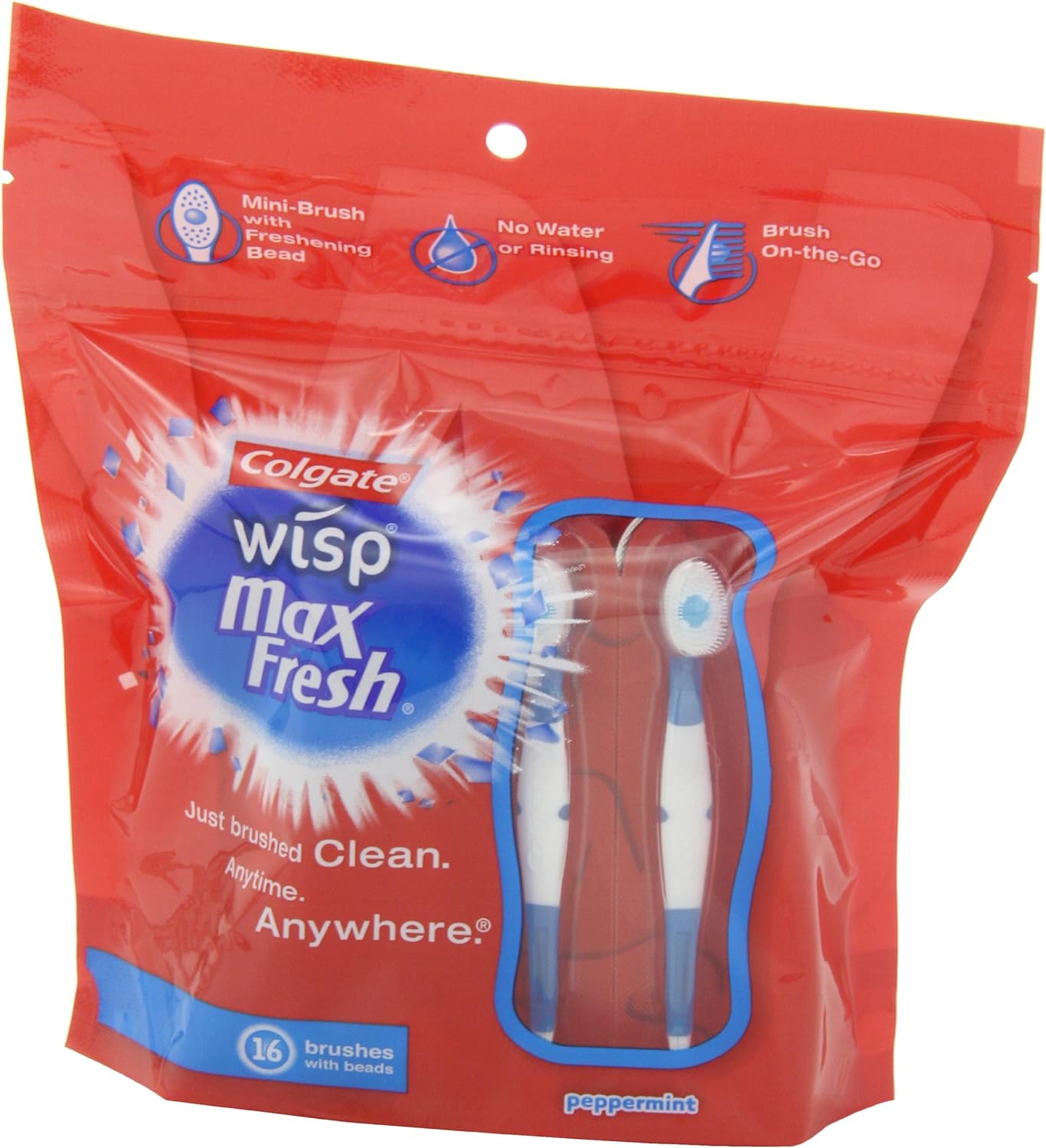 Colgate Wisp Mini-Brush with Freshening Bead, Peppermint, 16-Count