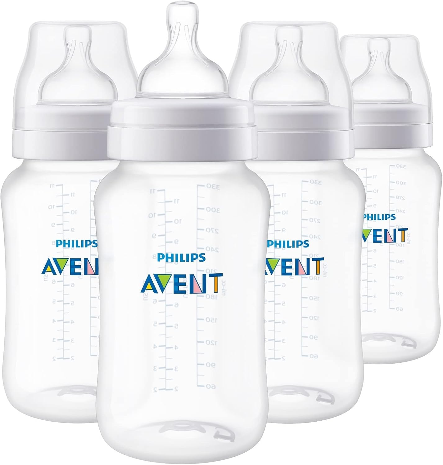 PHILIPS AVENT Anti Colic Baby Bottles with AirFree Vent, 9oz, Pink, Pack of 4, SCY703/14, 4 Pack