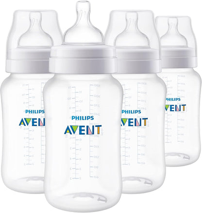 PHILIPS AVENT Anti Colic Baby Bottles with AirFree Vent, 9oz, Pink, Pack of 4, SCY703/14, 4 Pack
