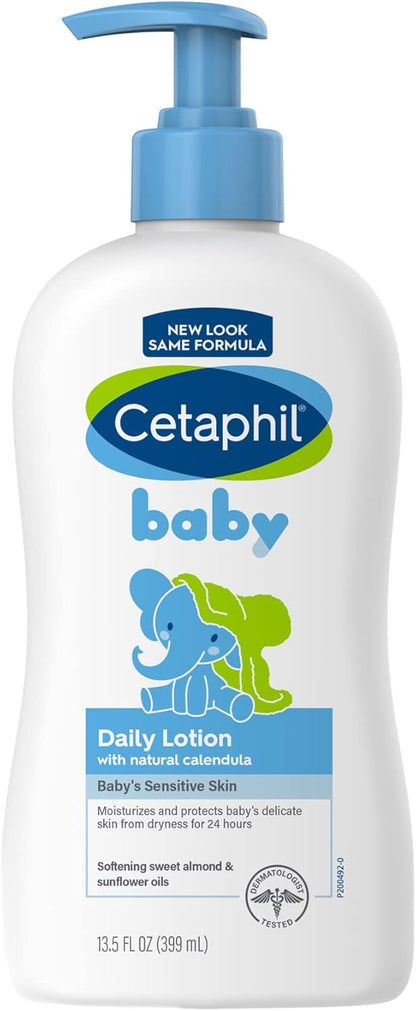 Cetaphil Baby Daily Lotion With Organic Calendula |Vitamin E | Sweet Almond & Sunflower Oils |13.5 Fl. Oz