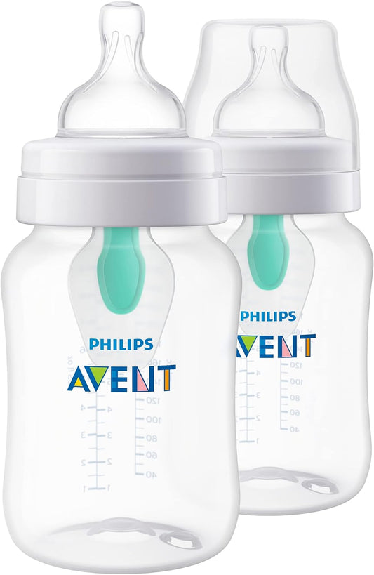 PHILIPS AVENT Anti Colic Baby Bottles with AirFree Vent, 9oz, Pink, Pack of 4, SCY703/14, 4 Pack