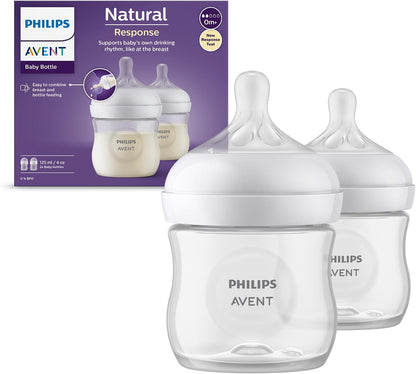 Philips AVENT Natural Baby Bottle with Natural Response, Clear, 11oz, 4pk, SCY906/04