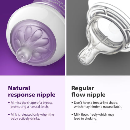 Philips AVENT Natural Baby Bottle with Natural Response, Clear, 11oz, 4pk, SCY906/04