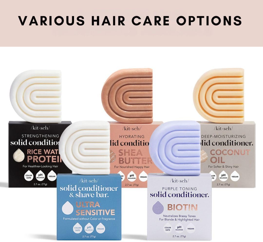Kitsch Hair Growth | Rice Shampoo Bar for Strengthening | Helps Dry Hair | Made in US | All Natural | Moisturizing | Vegan Solid Shampoo Bar for Hair | Rice Water Shampoo Bar | Zero Waste, 3.2 oz