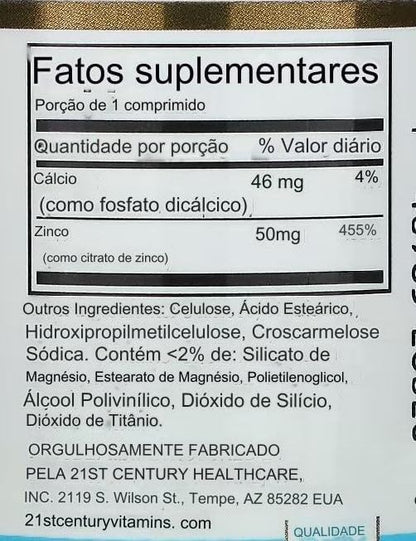 21st Century HealthCare Zinc Citrate Tablets 50mg, 60 Count