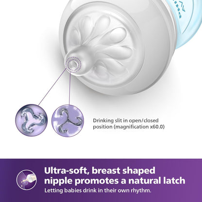 Philips AVENT Natural Baby Bottle with Natural Response, Clear, 11oz, 4pk, SCY906/04