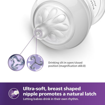 Philips AVENT Natural Baby Bottle with Natural Response, Clear, 11oz, 4pk, SCY906/04