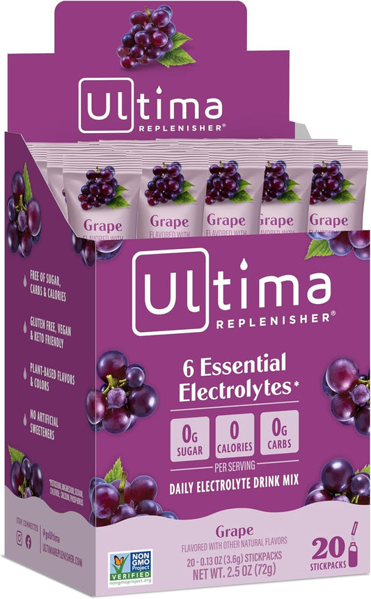 Ultima Replenisher New Formula Lemonade (20 Count Stickpacks) Net WT. 2.5 OZ