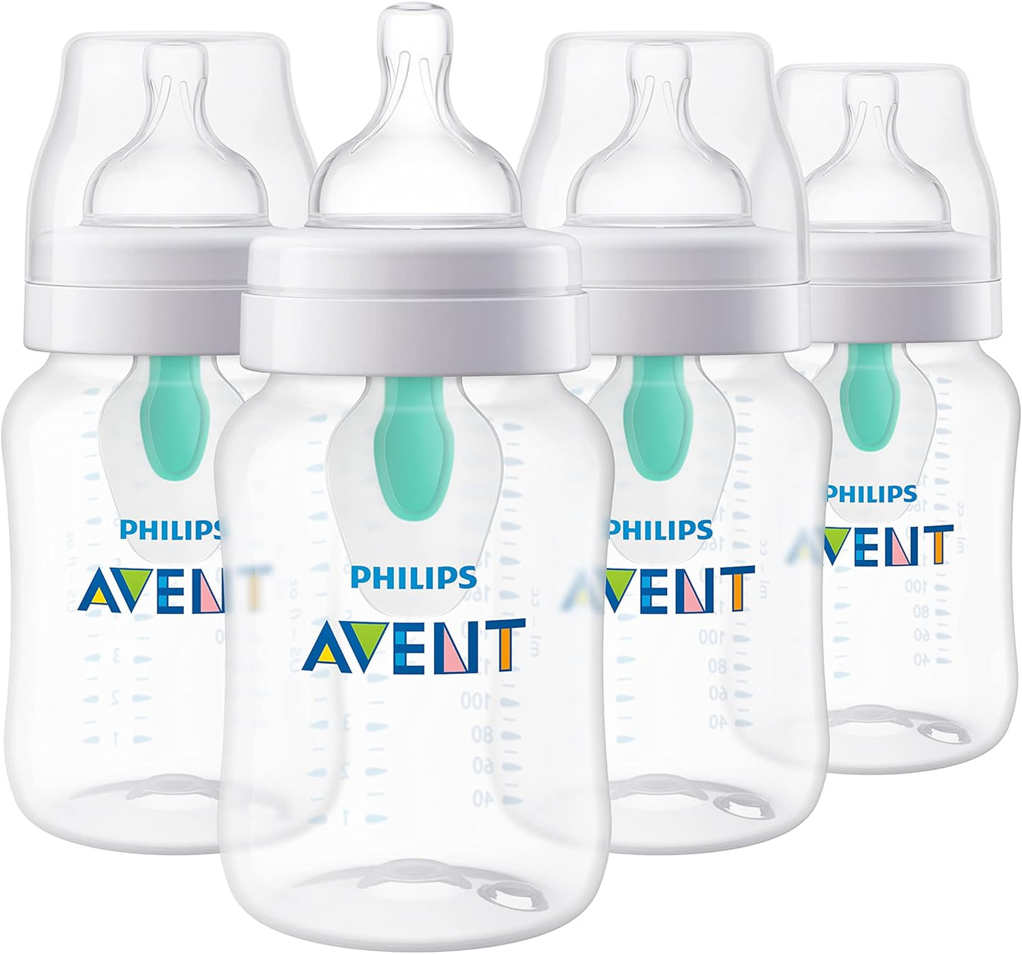 PHILIPS AVENT Anti Colic Baby Bottles with AirFree Vent, 9oz, Pink, Pack of 4, SCY703/14, 4 Pack