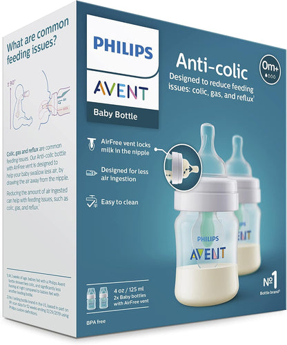 PHILIPS AVENT Anti Colic Baby Bottles with AirFree Vent, 9oz, Pink, Pack of 4, SCY703/14, 4 Pack