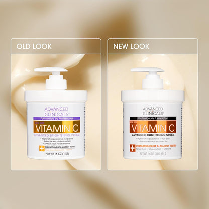 Advanced Clinicals Vitamin C Cream Advanced Brightening Cream Anti Aging Cream For Age Spots Dark Spots On Face Hands Body 16 Ounce Multi