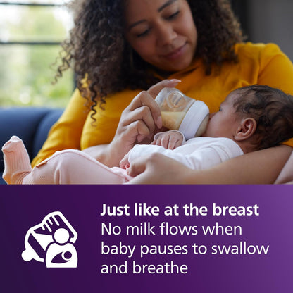 Philips Avent Natural Baby Bottles with Natural Response (Medium Flow, Flow 3), 9oz, Purple, 4-Pack, SCY903/34