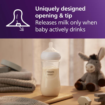 Philips AVENT Natural Baby Bottle with Natural Response, Clear, 11oz, 4pk, SCY906/04