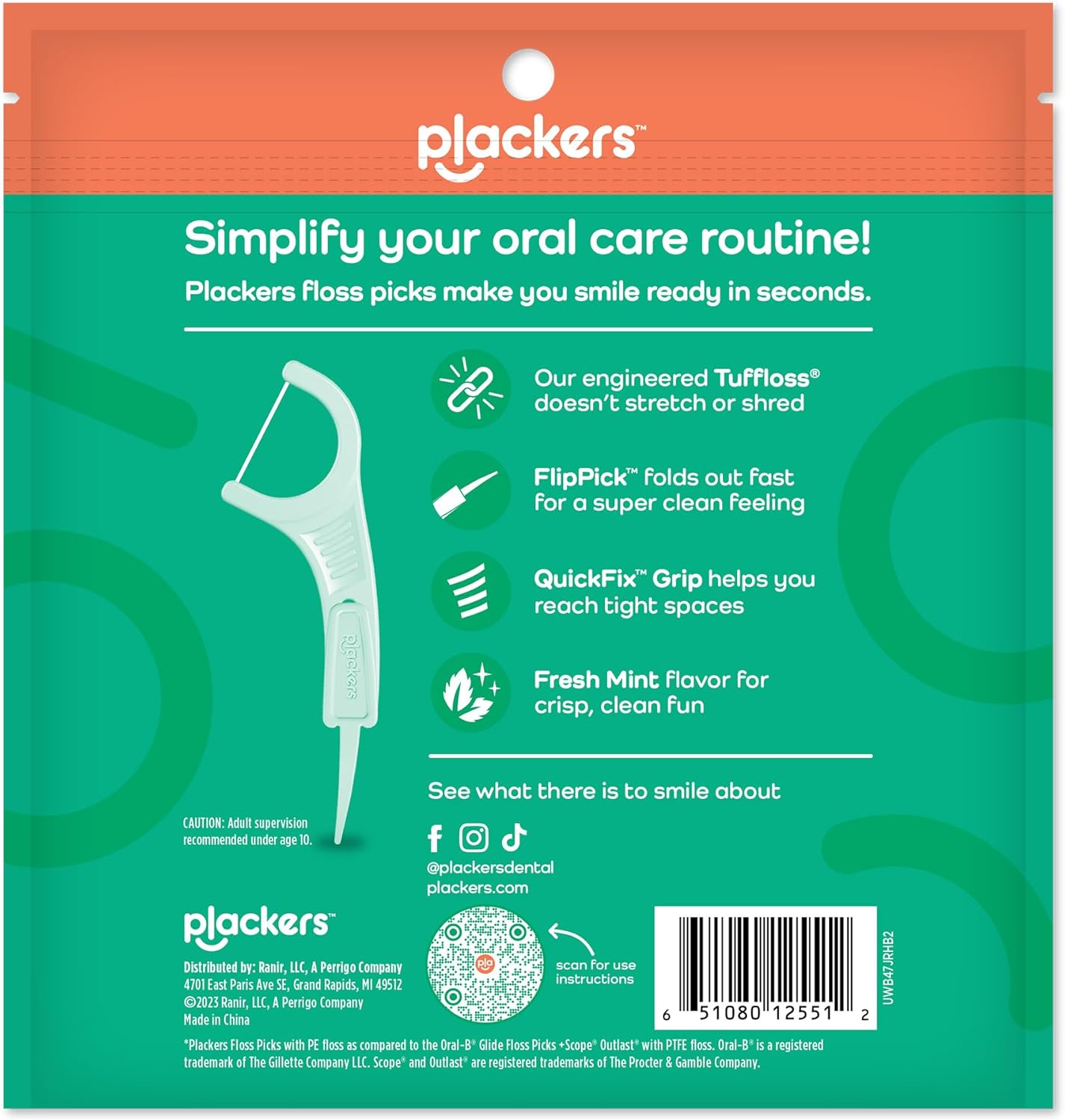 Plackers Micro Mint Dental Flossers - 150 Pack, Fresh Breath For Miles Of Smiles, Engineered Not To Stretch Shred Or Break