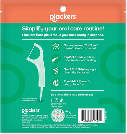 Plackers Micro Mint Dental Flossers - 150 Pack, Fresh Breath For Miles Of Smiles, Engineered Not To Stretch Shred Or Break