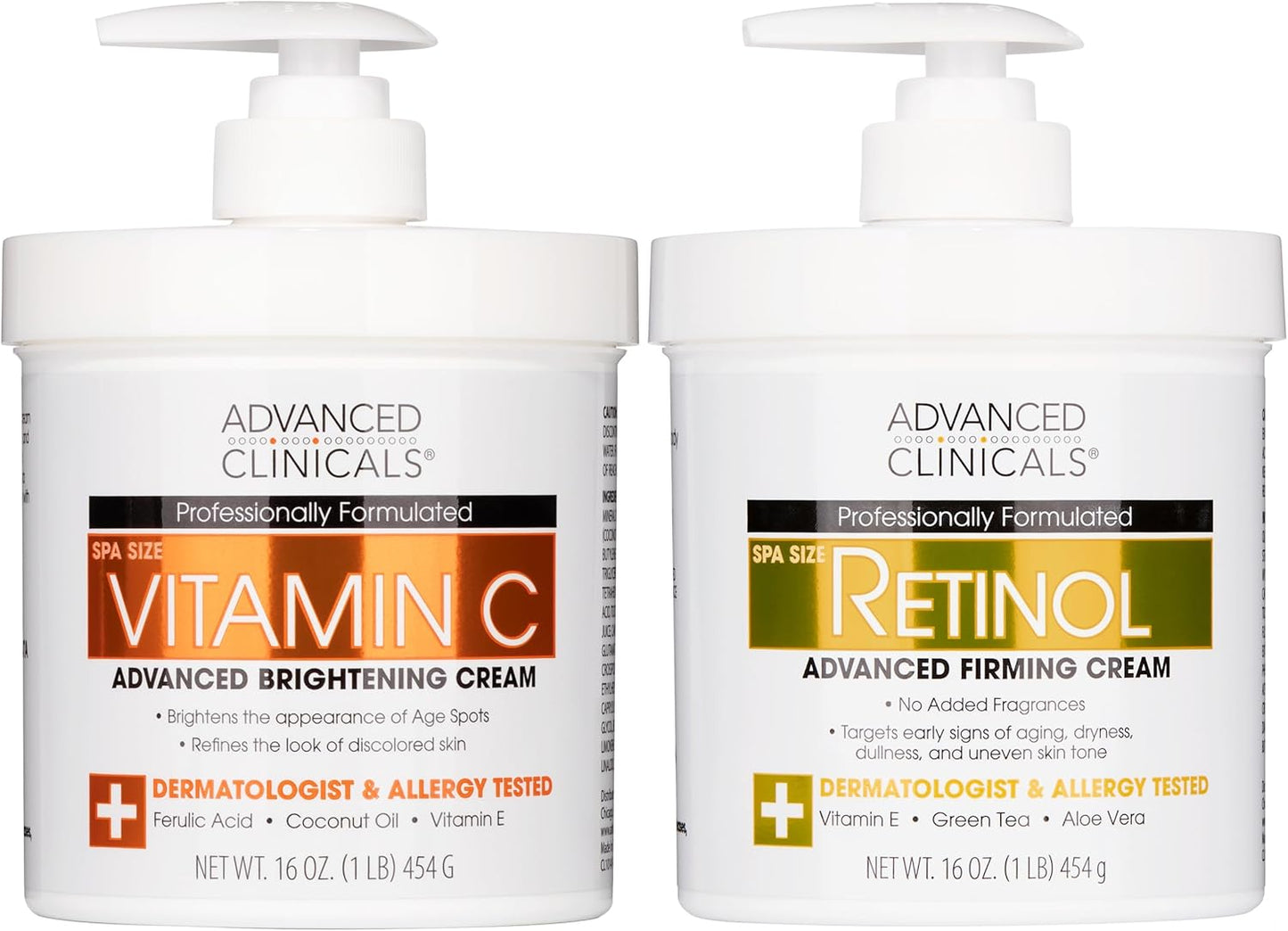 Advanced Clinicals Vitamin C Cream Advanced Brightening Cream Anti Aging Cream For Age Spots Dark Spots On Face Hands Body 16 Ounce Multi