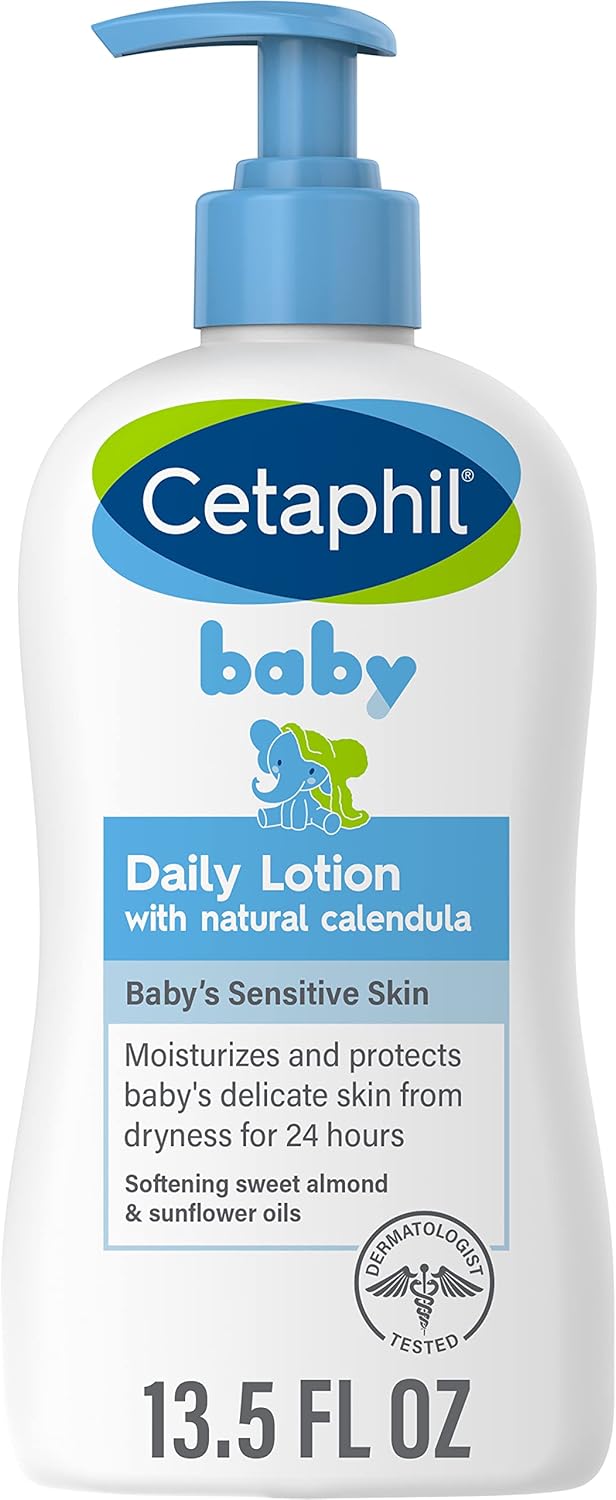 Cetaphil Baby Daily Lotion With Organic Calendula |Vitamin E | Sweet Almond & Sunflower Oils |13.5 Fl. Oz