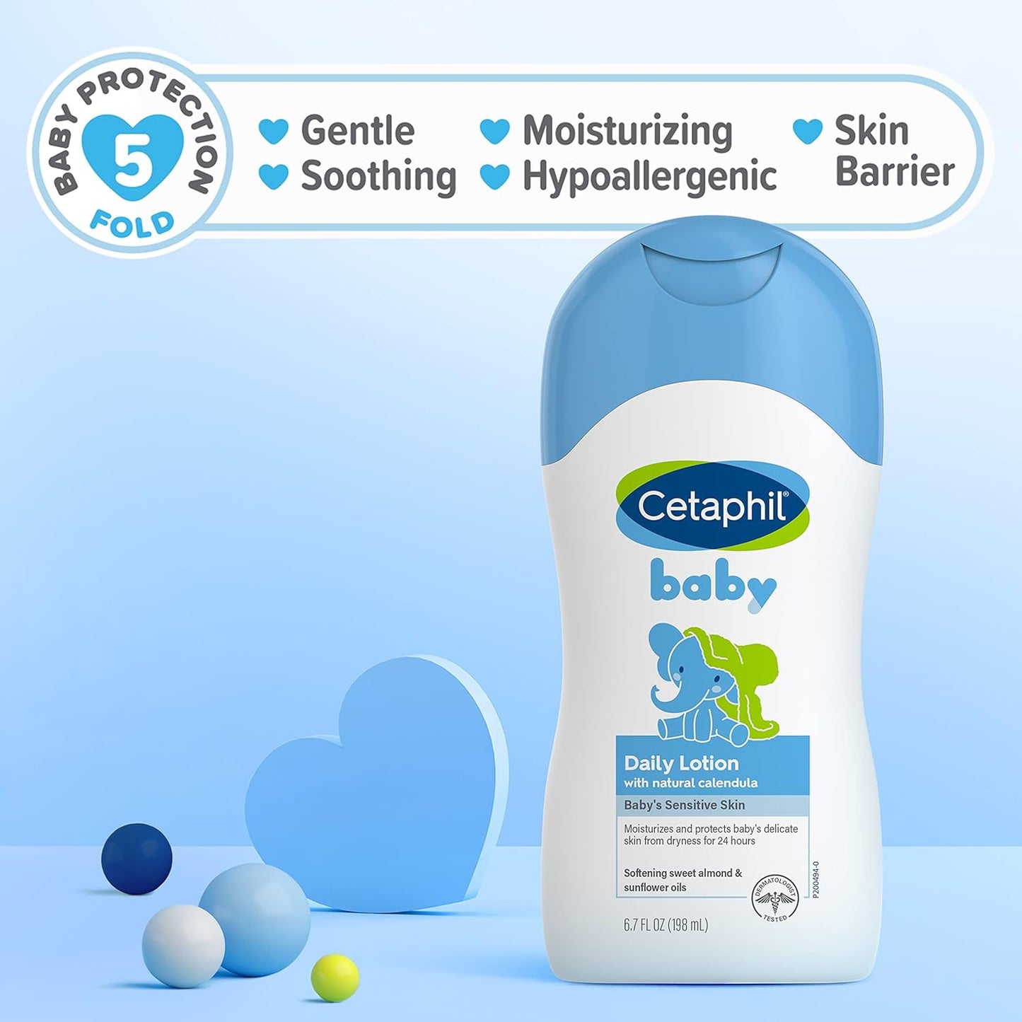 Cetaphil Baby Daily Lotion With Organic Calendula |Vitamin E | Sweet Almond & Sunflower Oils |13.5 Fl. Oz
