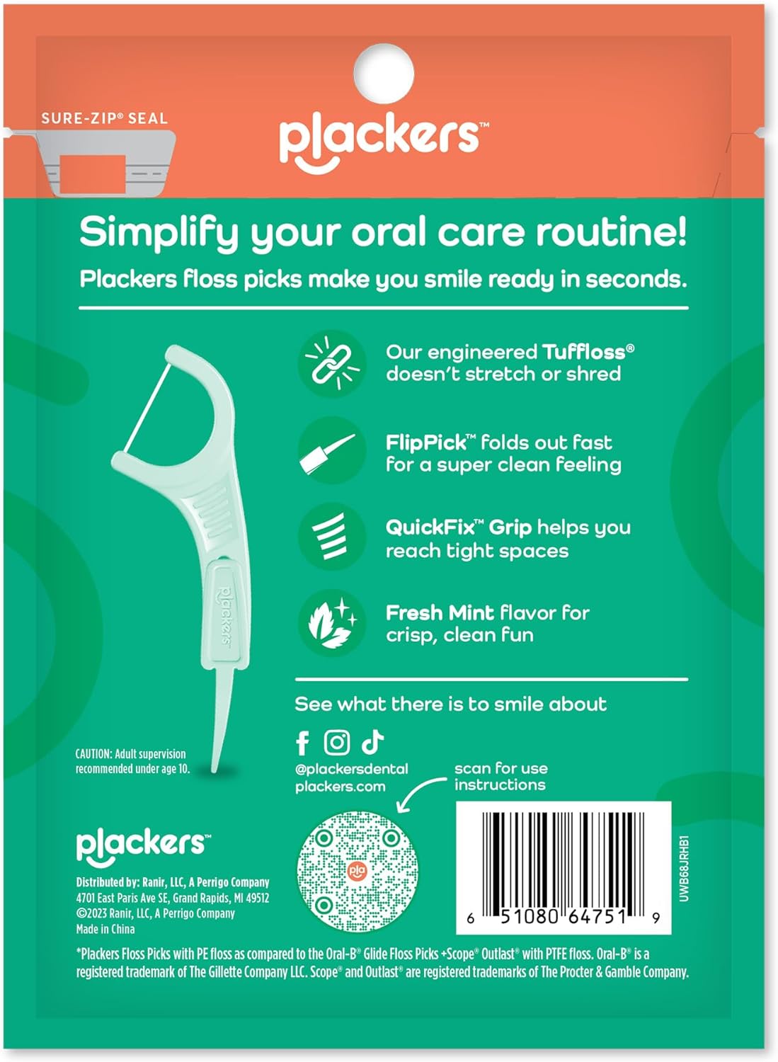 Plackers Micro Mint Dental Flossers - 150 Pack, Fresh Breath For Miles Of Smiles, Engineered Not To Stretch Shred Or Break