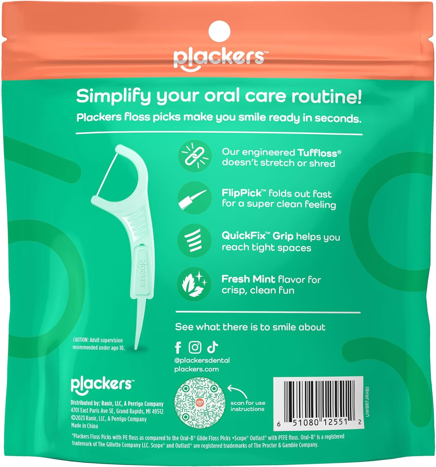 Plackers Micro Mint Dental Flossers - 150 Pack, Fresh Breath For Miles Of Smiles, Engineered Not To Stretch Shred Or Break