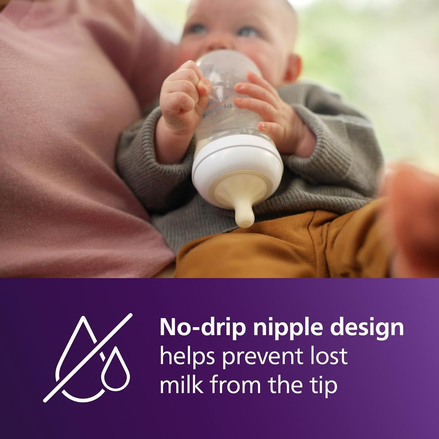 Philips Avent Natural Baby Bottles with Natural Response (Medium Flow, Flow 3), 9oz, Purple, 4-Pack, SCY903/34