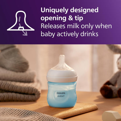 Philips Avent Natural Baby Bottles with Natural Response (Medium Flow, Flow 3), 9oz, Purple, 4-Pack, SCY903/34