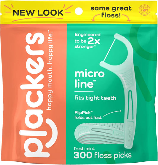 Plackers Micro Mint Dental Flossers - 150 Pack, Fresh Breath For Miles Of Smiles, Engineered Not To Stretch Shred Or Break