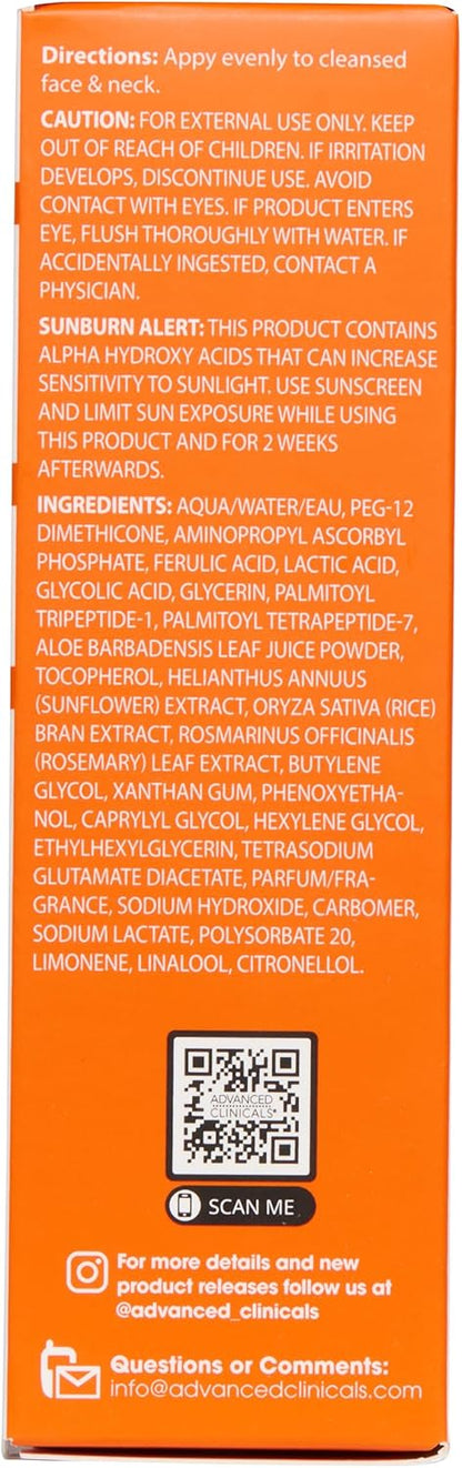 Advanced Clinicals Vitamin C Anti Aging Serum For Dark Spots Uneven Skin Tone Crows Feet And Expression Lines 1.75 Ounce Multi