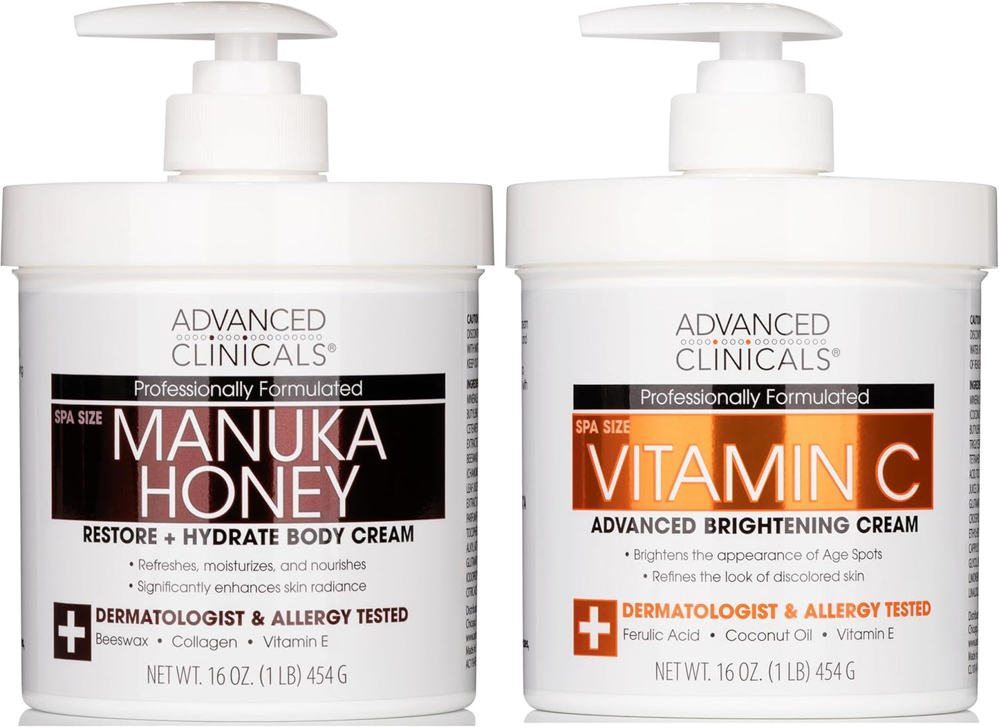 Advanced Clinicals Vitamin C Cream Advanced Brightening Cream Anti Aging Cream For Age Spots Dark Spots On Face Hands Body 16 Ounce Multi