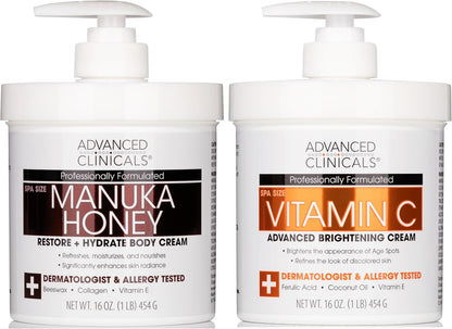 Advanced Clinicals Vitamin C Cream Advanced Brightening Cream Anti Aging Cream For Age Spots Dark Spots On Face Hands Body 16 Ounce Multi