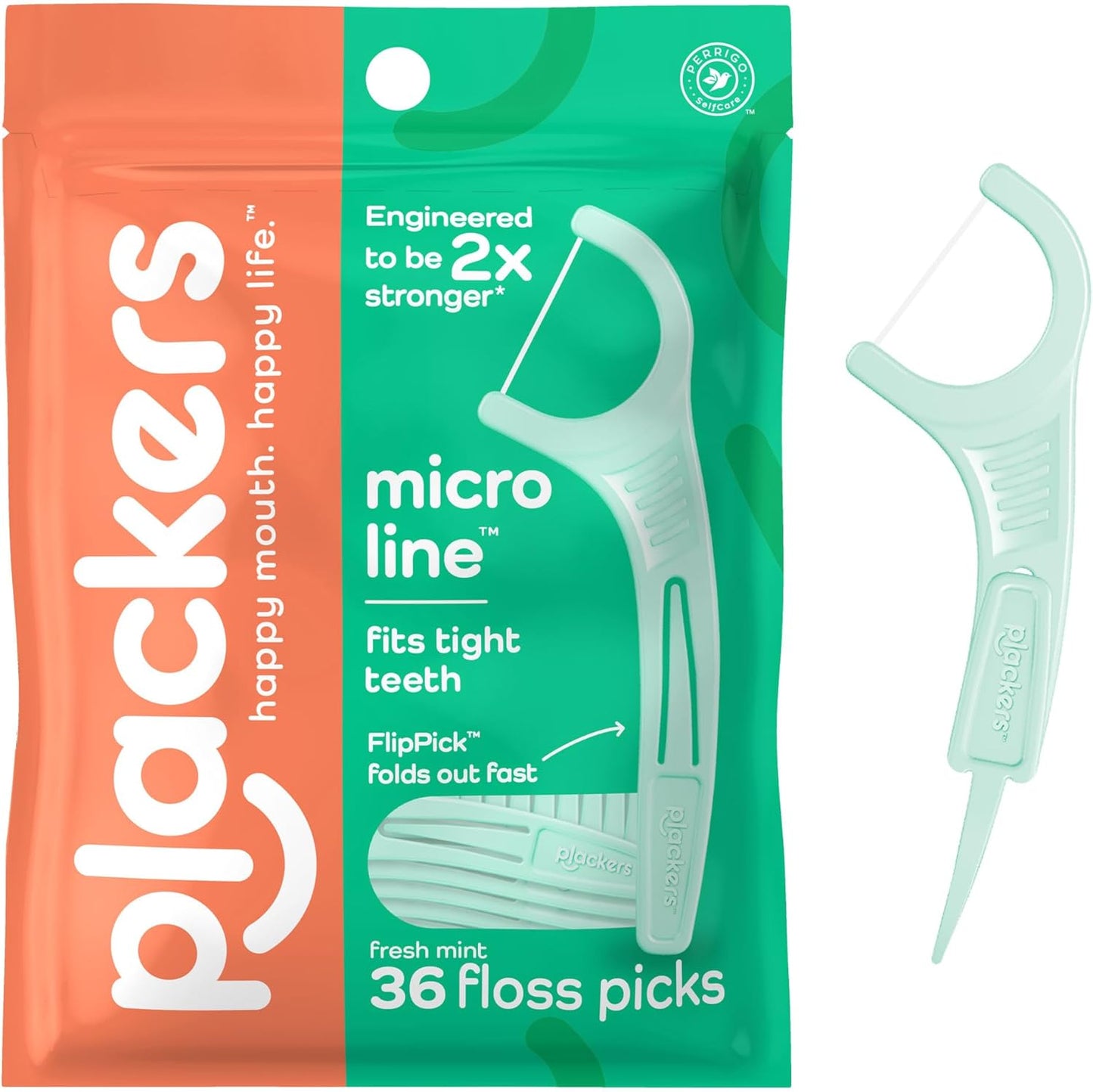 Plackers Micro Mint Dental Flossers - 150 Pack, Fresh Breath For Miles Of Smiles, Engineered Not To Stretch Shred Or Break