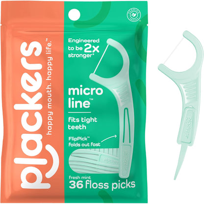 Plackers Micro Mint Dental Flossers - 150 Pack, Fresh Breath For Miles Of Smiles, Engineered Not To Stretch Shred Or Break