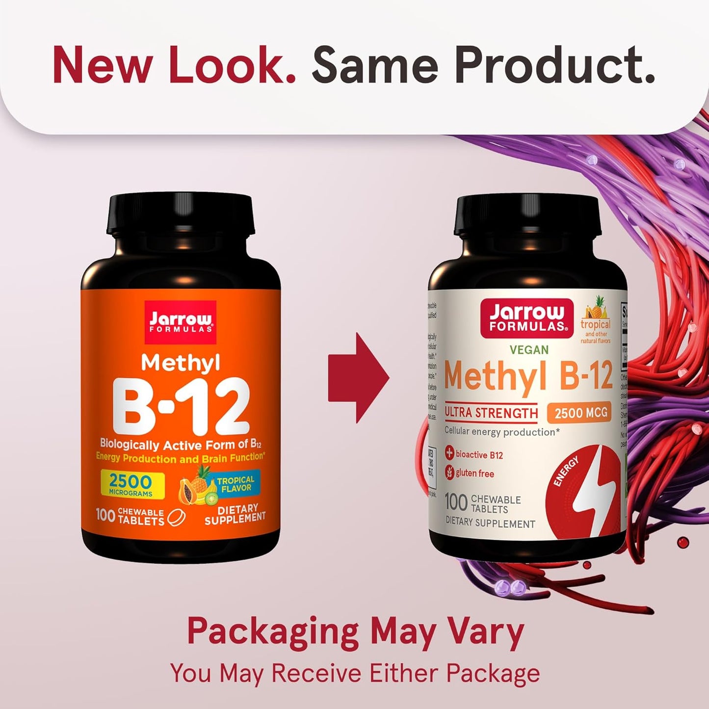 Jarrow Formulas Methyl B-12 Tablets, 500 mg, Dietary Supplement For Cellular Energy Production and Brain Health Support, 100 Cherry Flavor Chewable Tablets, 100 Day Supply