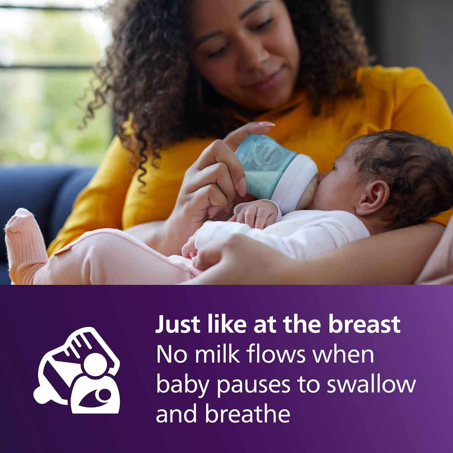 Philips Avent Natural Baby Bottles with Natural Response (Medium Flow, Flow 3), 9oz, Purple, 4-Pack, SCY903/34
