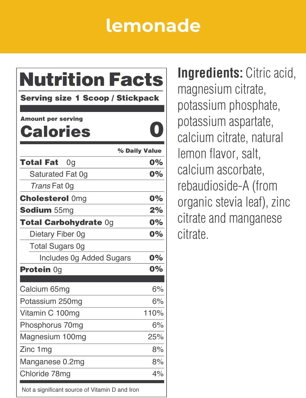 Ultima Replenisher New Formula Lemonade (20 Count Stickpacks) Net WT. 2.5 OZ