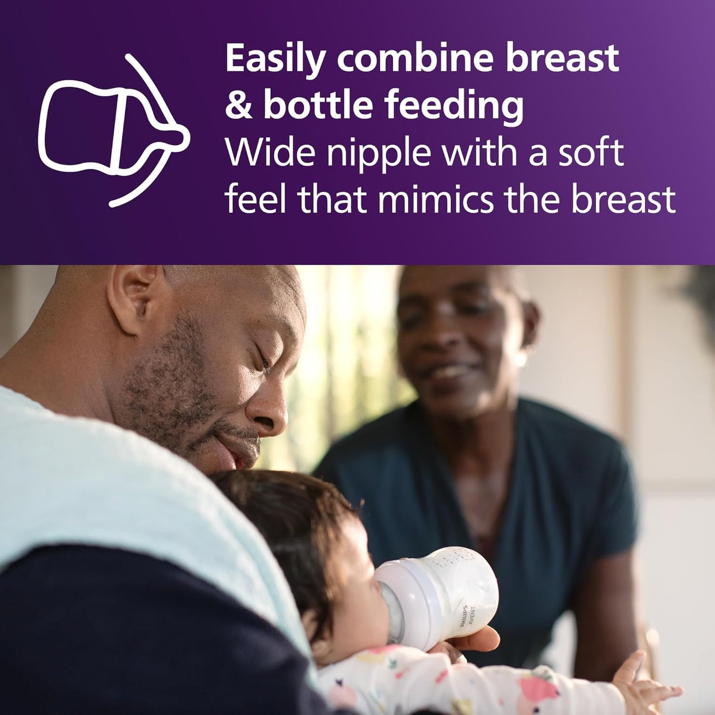 Philips Avent Natural Baby Bottles with Natural Response (Medium Flow, Flow 3), 9oz, Purple, 4-Pack, SCY903/34